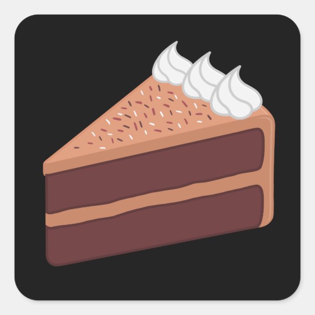 Happy Birthday Köstliche Schokolade Kuchen Quadratischer Aufkleber (Vorderseite)