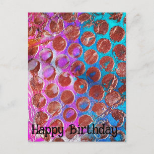 Happy Birthday Kupfer Abstrakt Polka Dots Postkarte