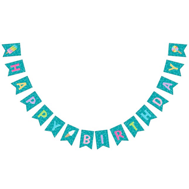 Happy Birthday l Pool Party l Dessert Floats Wimpelkette (Alle)