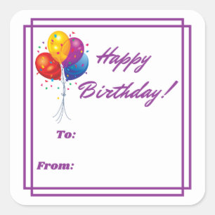 Happy Birthday Labels Quadratischer Aufkleber
