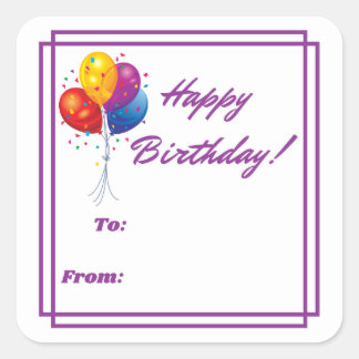 Happy Birthday Labels Quadratischer Aufkleber
