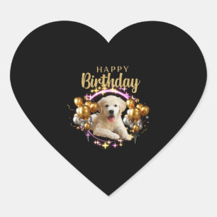 Happy Birthday Labrador Retriever Herz-Aufkleber