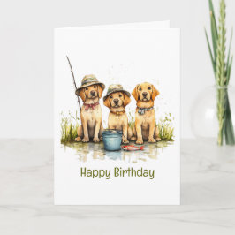 Happy Birthday Labrador Retriever Hunde Fischen Karte
