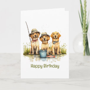 Happy Birthday Labrador Retriever Hunde Fischen Karte
