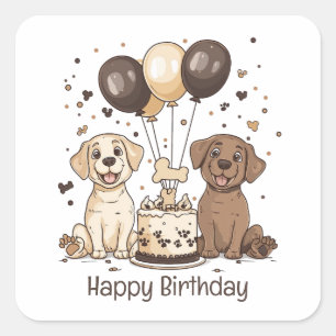 Happy Birthday Labrador Retriever Hunde Quadratischer Aufkleber