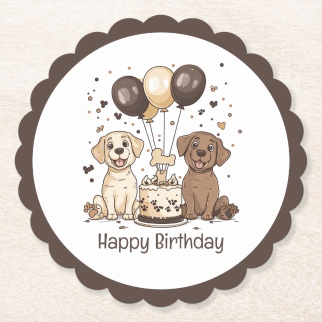 Happy Birthday Labrador Retriever Hunde Untersetzer (Vorderseite)