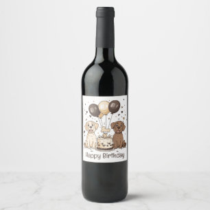 Happy Birthday Labrador Retriever Hunde Weinetikett