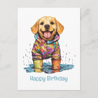 Happy Birthday Labrador Retriever Rain Puddle Postkarte