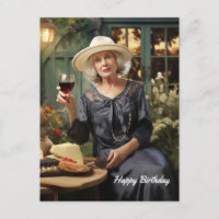 Happy Birthday Lady im Garten mit Wein und Käse