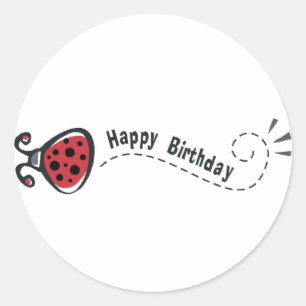 Happy Birthday Ladybug Runder Aufkleber