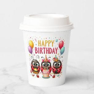 Happy Birthday Ladybugs Paper Cups Pappbecher