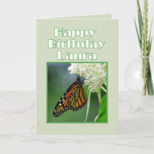 Happy Birthday Laura Monarch Butterfly Karte