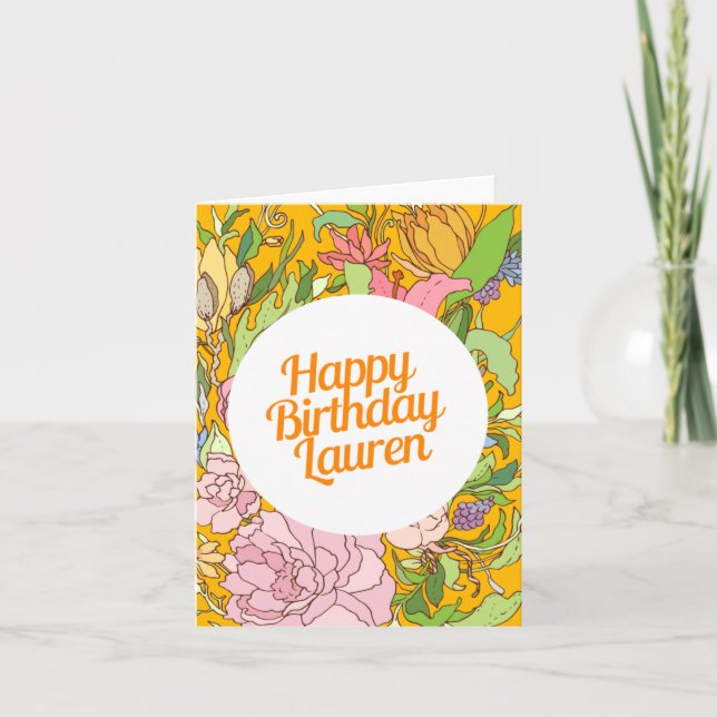 Happy Birthday Lauren | Floral Birthday Card Karte (Vorderseite)