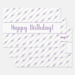Happy Birthday Lavender Blume Bundles Geschenkpapier Set