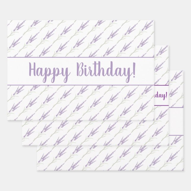 Happy Birthday Lavender Blume Geschenkpapier Set (Set)