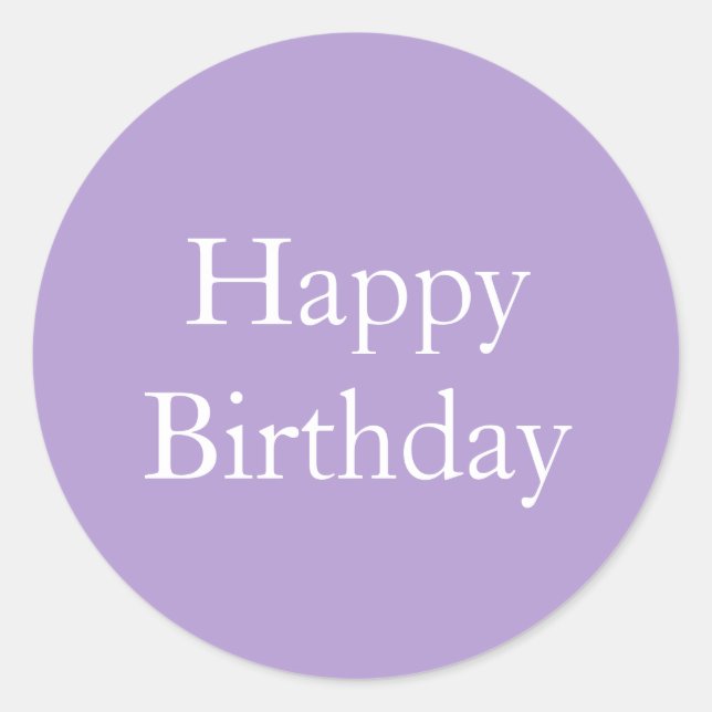 Happy Birthday Lavender Lila Custom Color 2025 Runder Aufkleber (Vorderseite)