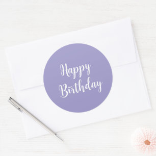 Happy Birthday Lavender Lila Custom Color Trendy Runder Aufkleber