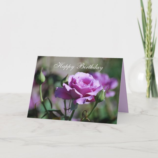 Happy Birthday Lavender Rose Card Karte (Vorderseite)
