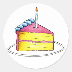 Happy Birthday Layer Cake Slice mit Candle Sticker