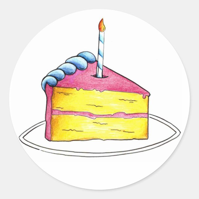 Happy Birthday Layer Cake Slice mit Candle Sticker (Vorderseite)