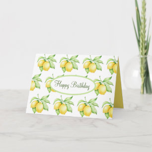 Happy Birthday Lemon Pattern Wasserfarbskript Karte