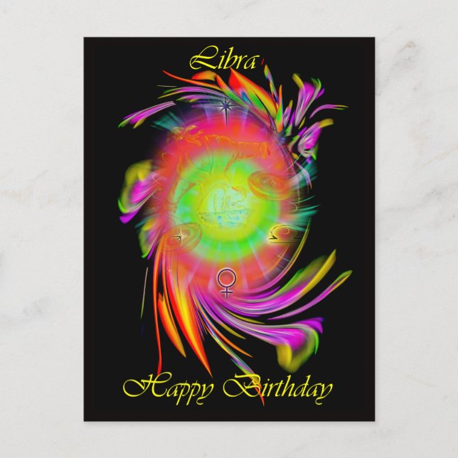 Happy Birthday Libra Postkarte (Vorderseite)