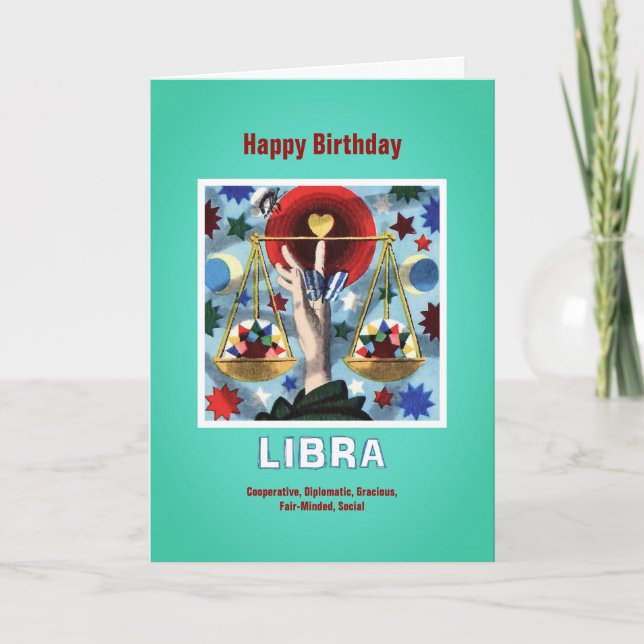 Happy Birthday Libra Zodiac Sign Karte (Vorderseite)