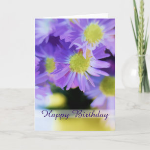 Happy Birthday Lila Aster Bouquet Illustration Karte