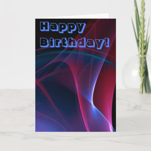 Happy Birthday Lila Blue Abstrakt Blank Template Karte (Vorderseite)