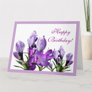 Happy Birthday lila Crocus Blume boho floral Karte