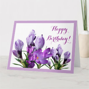 Happy Birthday lila Crocus Blume boho floral Karte