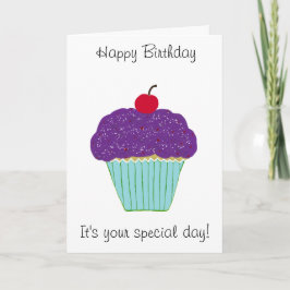 Happy Birthday Lila Cupcake Cherry Karte