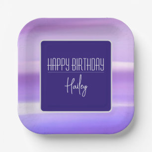 "Happy Birthday" Lila, individuell anpassbare Papi Pappteller