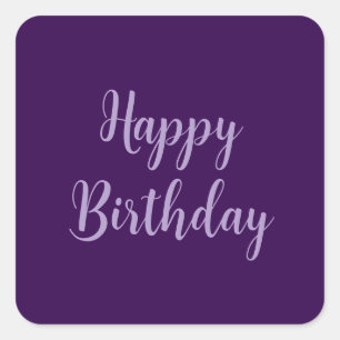 Happy Birthday Lila Lavender Custom Color Classy Quadratischer Aufkleber