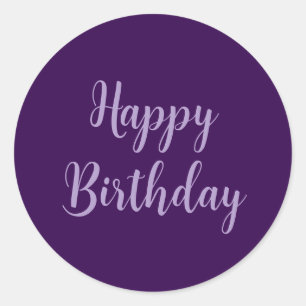 Happy Birthday Lila Lavender Custom Color Classy Runder Aufkleber