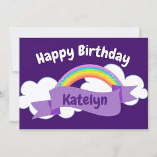 Happy Birthday Lila Rainbow Niedlich Personalisier Karte