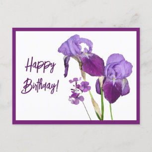 Happy Birthday lila Reisen schöne Blumen niedlich Postkarte