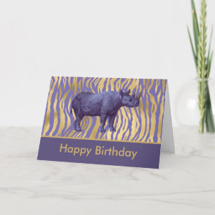 Happy Birthday Lila Rhinoceros Party Tier Karte