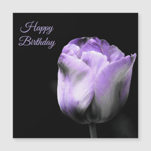 Happy Birthday Lila Tulip *personalisieren Magnetkarte
