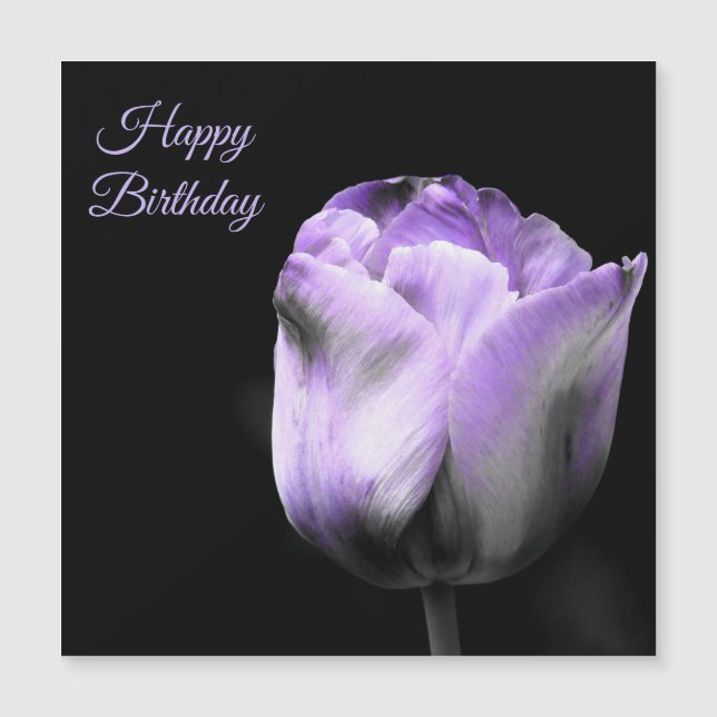 Happy Birthday Lila Tulip *personalisieren Magnetkarte (Vorderseite)