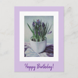 Happy Birthday lila Vintage Blume Kunst Po Postkarte