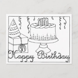 Happy Birthday Line Zeichnend Postkarte