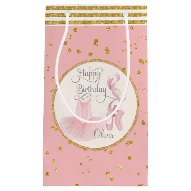 Happy Birthday Little Girl Ballet Tutu in Slippers Kleine Geschenktüte (Vorderseite)