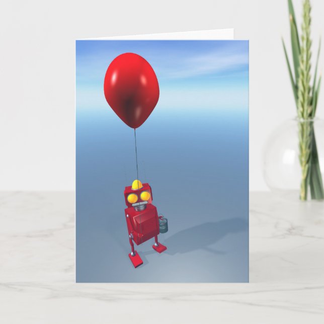 Happy Birthday Little Red Robot Card Karte (Vorderseite)