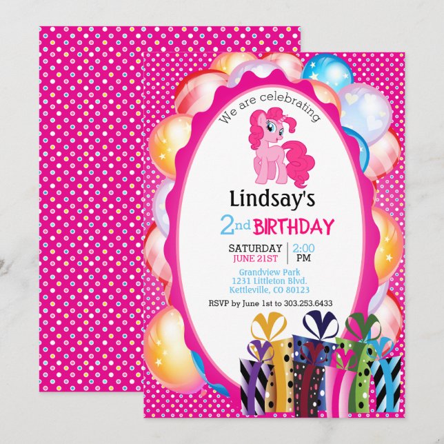 Happy Birthday Little Unicorn Einladung (Vorne/Hinten)