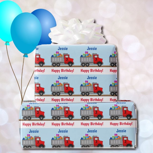 Happy Birthday LKW Last of Gifts Boys Name Age Geschenkpapier (Von Creator hochgeladen)