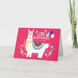 Happy Birthday Llama Hot Pink Karte