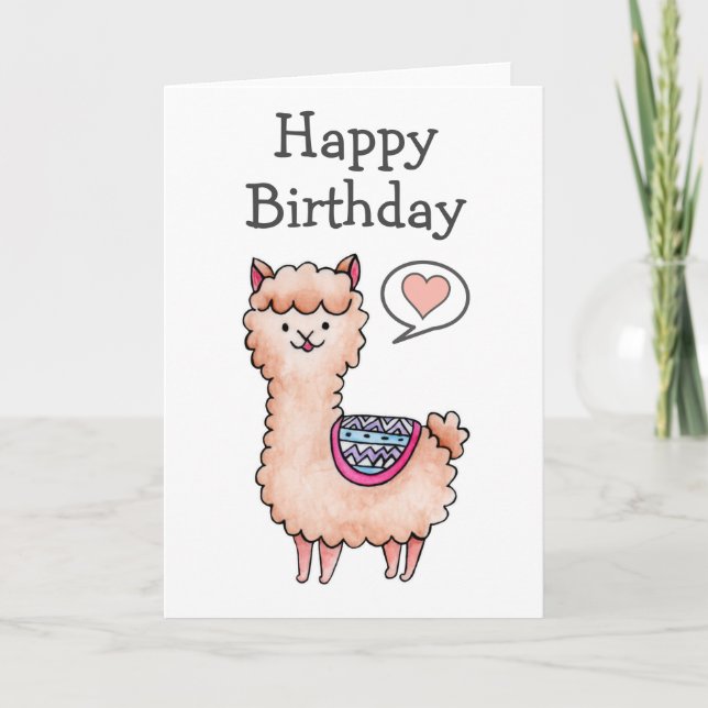 Happy Birthday Llama Karte (Vorderseite)