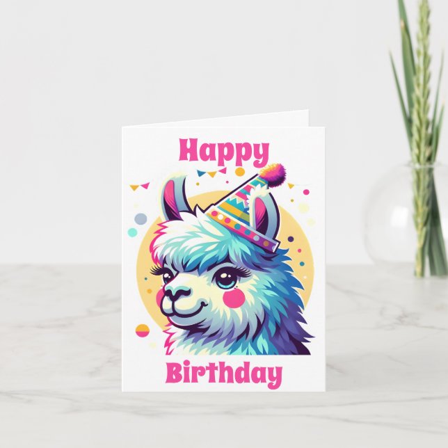 Happy Birthday Llama Karte (Vorderseite)