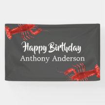 Happy Birthday Lobster Themed Gray Fun Custom